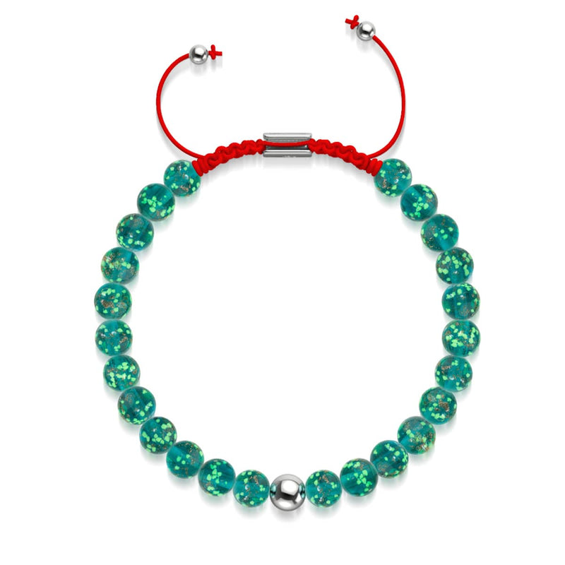 Mini verre luciole bleu sarcelle x bracelet fil rouge