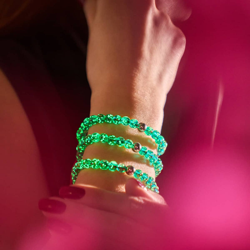 Mini verre luciole bleu sarcelle x bracelet fil rouge