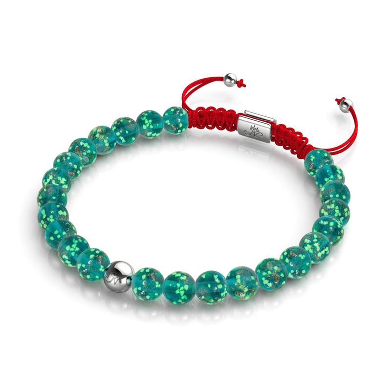Mini verre luciole bleu sarcelle x bracelet fil rouge