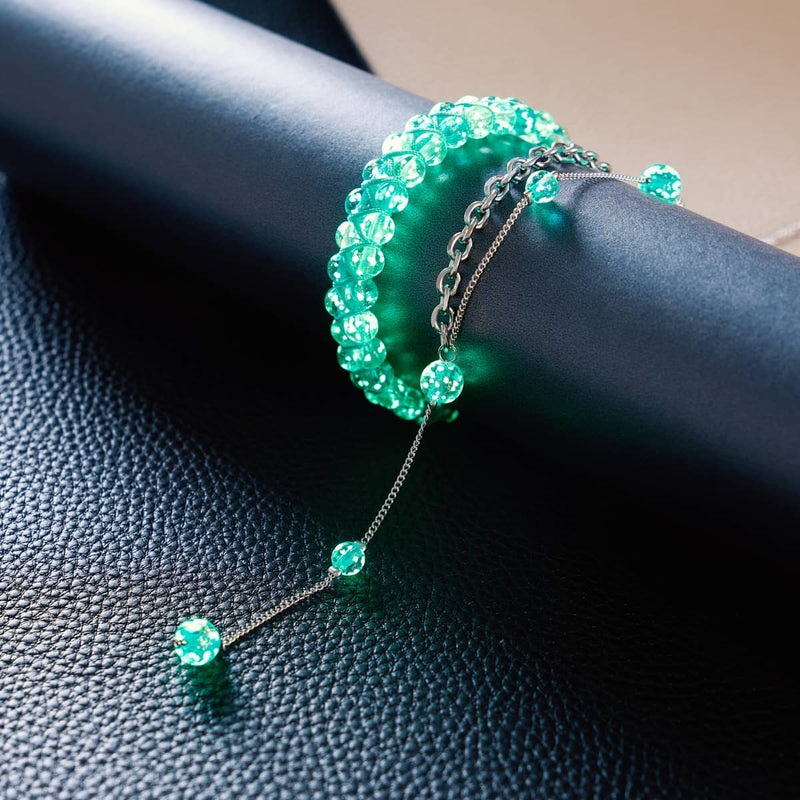 embruns océaniques | Sarcelle x Evergreen | Bracelet Verre Double Luciole