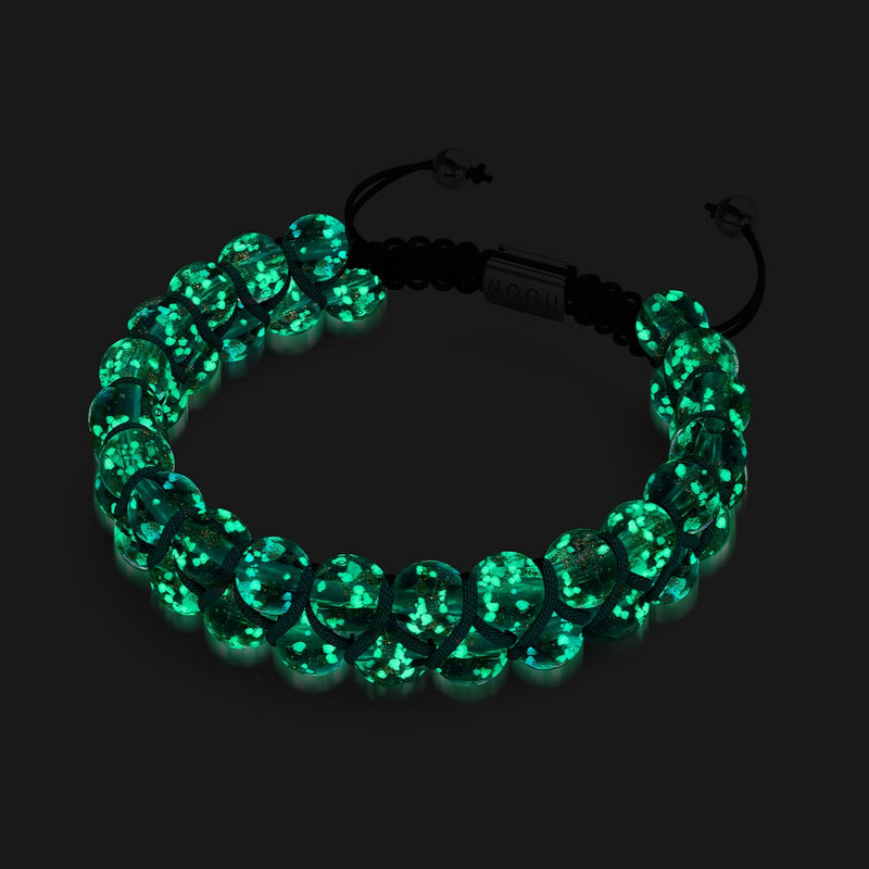 embruns océaniques | Sarcelle x Evergreen | Bracelet Verre Double Luciole