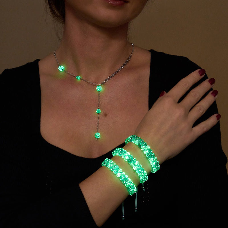 embruns océaniques | Sarcelle x Evergreen | Bracelet Verre Double Luciole