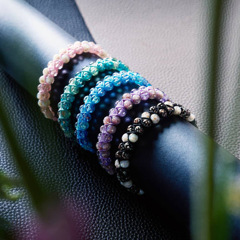 embruns océaniques | Sarcelle x Evergreen | Bracelet Verre Double Luciole