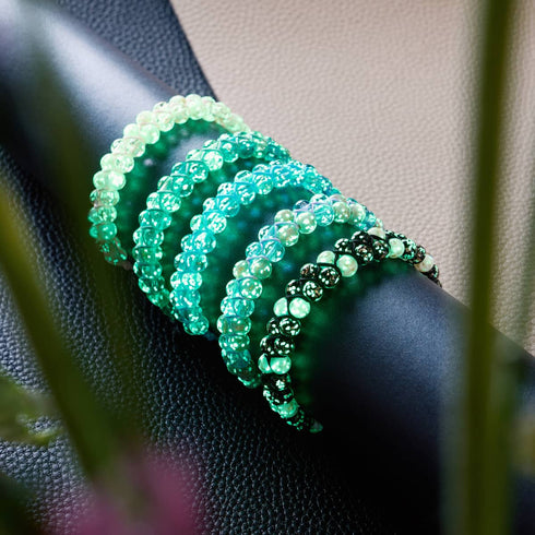 embruns océaniques | Sarcelle x Evergreen | Bracelet Verre Double Luciole