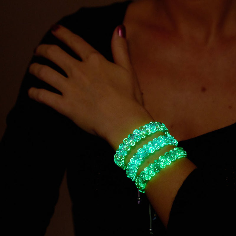 embruns océaniques | Sarcelle x Evergreen | Bracelet Verre Double Luciole