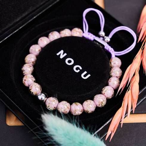 Pervenche | Argent | Bracelet macramé verre luciole