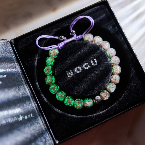 Pervenche | Argent | Bracelet macramé verre luciole