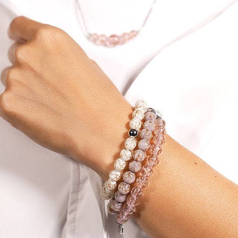 Eau de rose | Argent sterling .925 | Bracelet Verre Luciole
