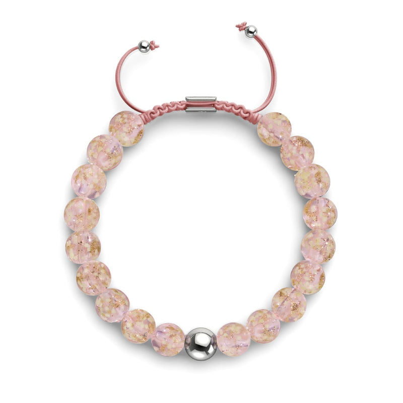 Eau de rose | Argent | Bracelet macramé verre luciole