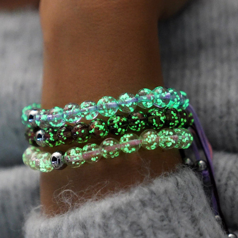 Eau de rose | Argent | Bracelet macramé verre luciole