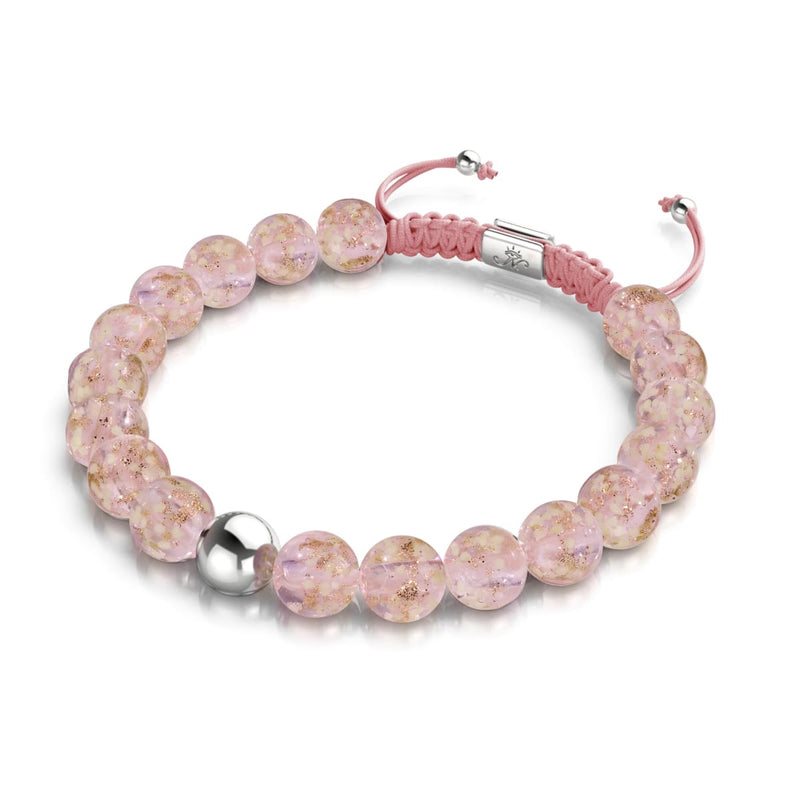 Eau de rose | Argent | Bracelet macramé verre luciole
