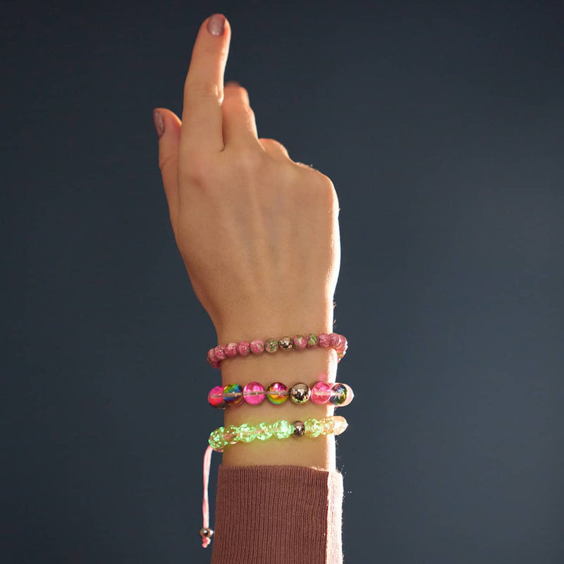 Eau de rose | Argent | Bracelet macramé verre luciole