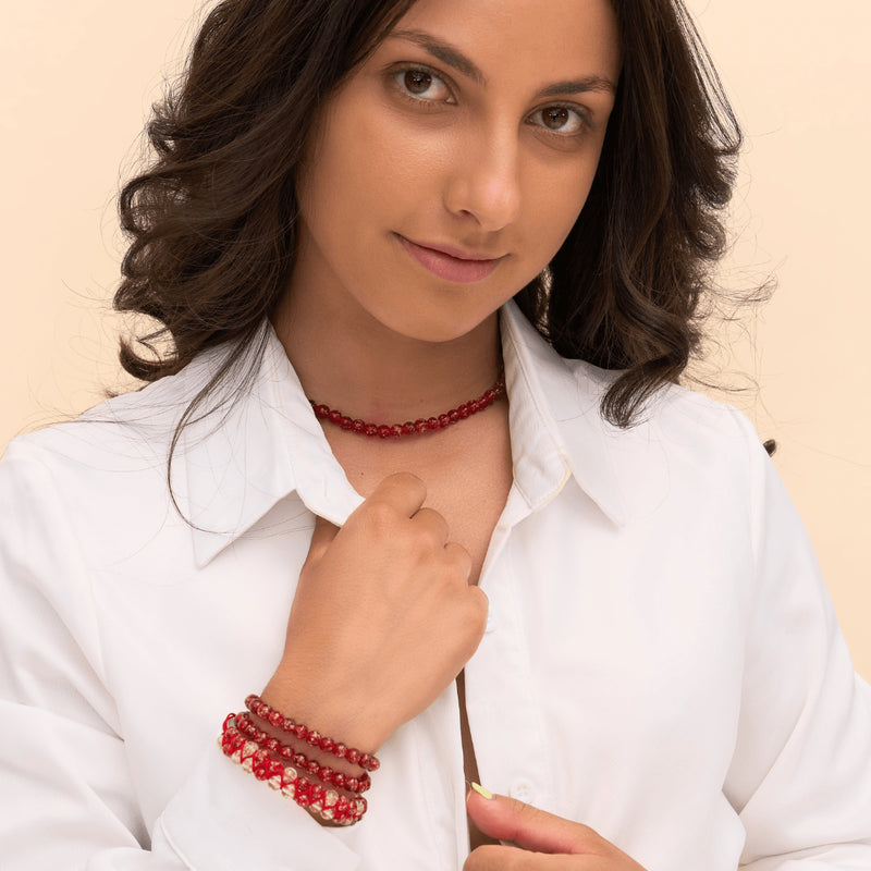 Rubis | Argent sterling .925 | Enveloppe de verre luciole