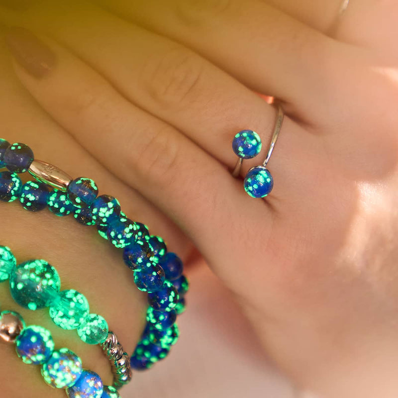 Saphir | Argent sterling .925 | Enveloppe de verre luciole