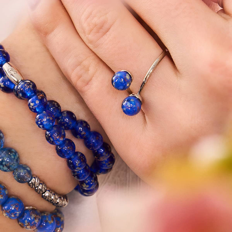 Saphir | Argent sterling .925 | Enveloppe de verre luciole