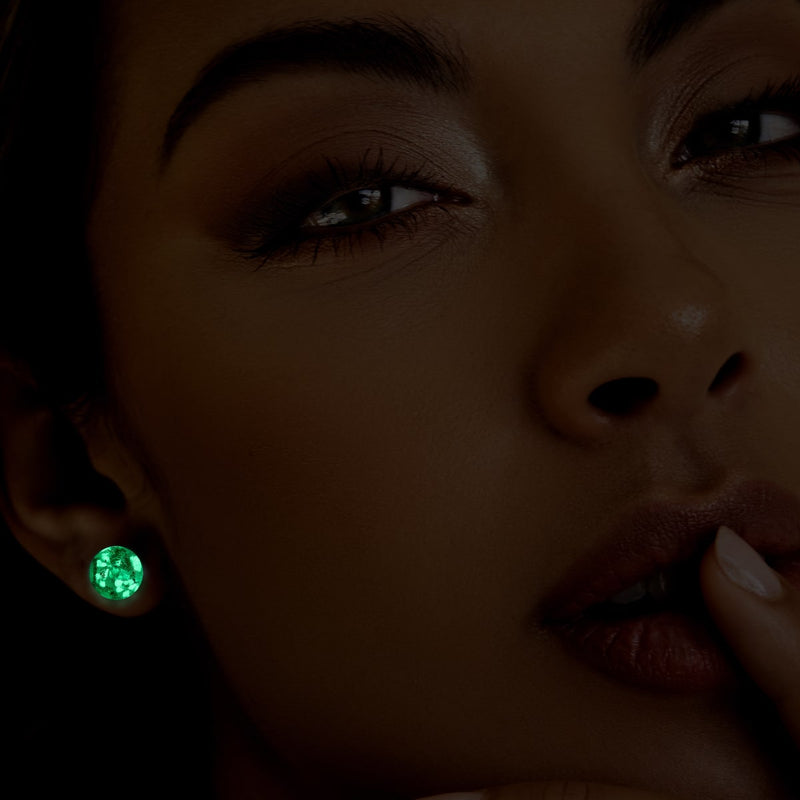 Albâtre | Argent sterling .925 | Boucles d'Oreilles Tiges Verre Luciole