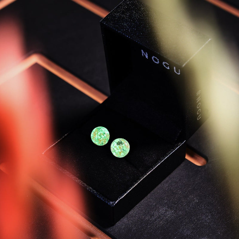 Albâtre | Argent sterling .925 | Boucles d'Oreilles Tiges Verre Luciole