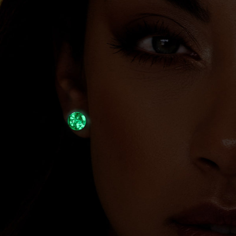 Albâtre | Argent sterling .925 | Boucles d'Oreilles Tiges Verre Luciole