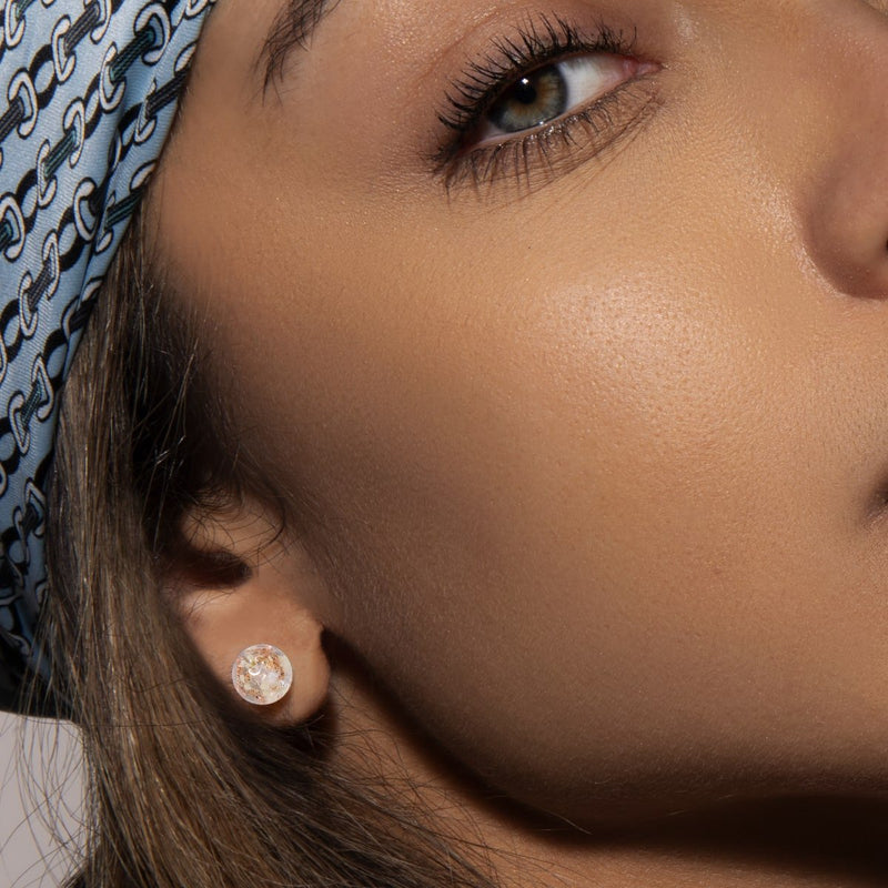 Albâtre | Argent sterling .925 | Boucles d'Oreilles Tiges Verre Luciole