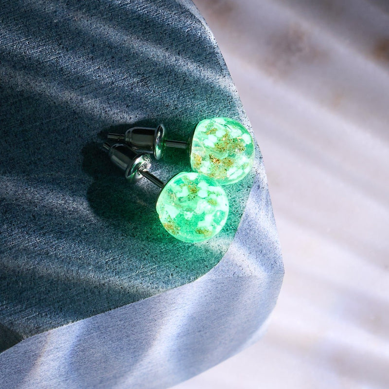 Albâtre | Argent sterling .925 | Boucles d'Oreilles Tiges Verre Luciole