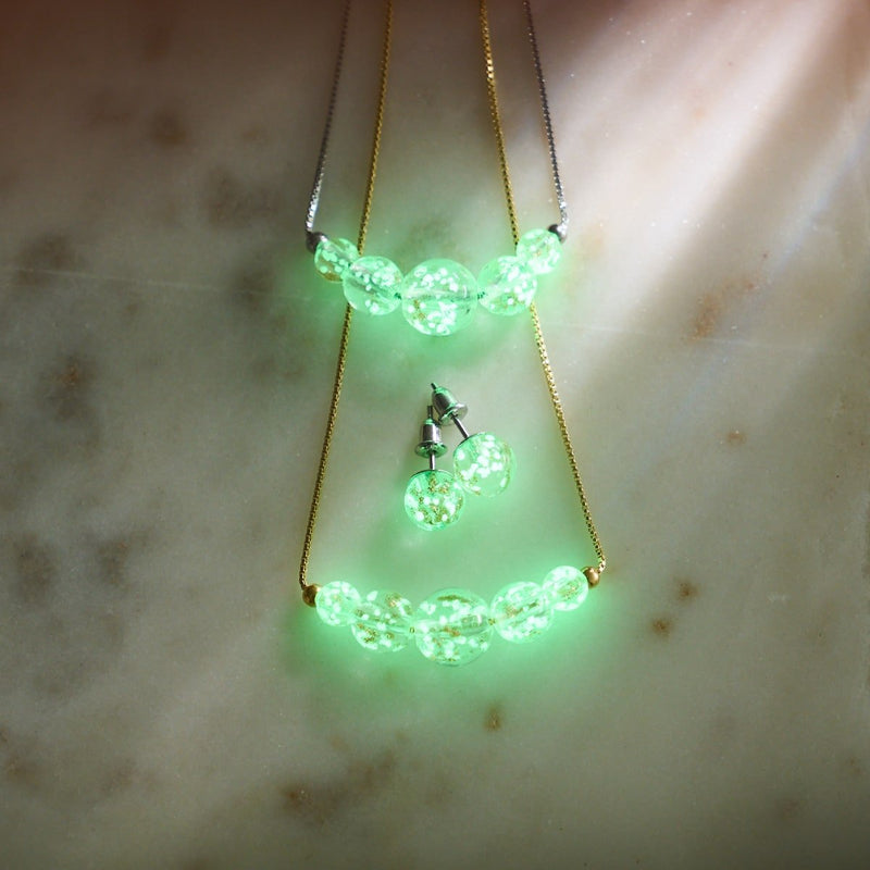 Albâtre | Argent sterling .925 | Boucles d'Oreilles Tiges Verre Luciole