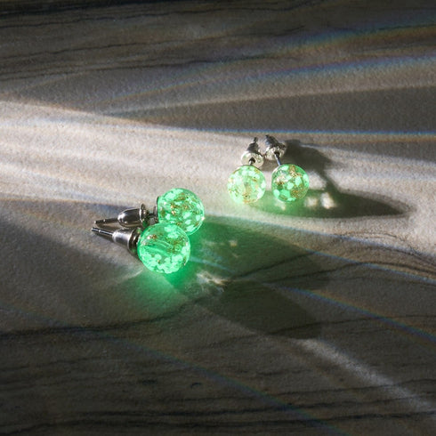 Albâtre | Argent sterling .925 | Mini Boucles D'oreilles Tiges En Verre Luciole