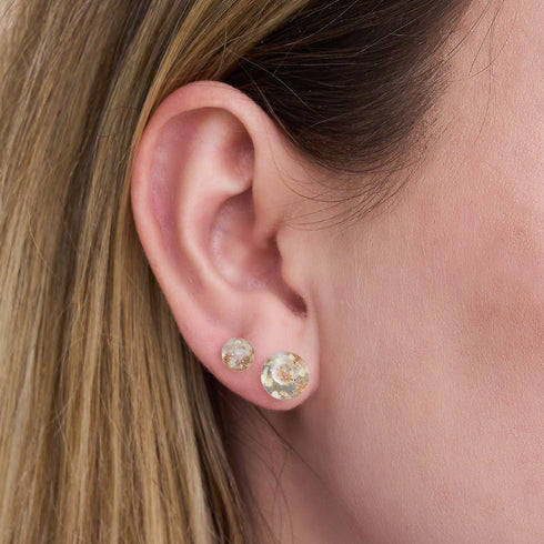 Albâtre | Argent sterling .925 | Mini Boucles D'oreilles Tiges En Verre Luciole