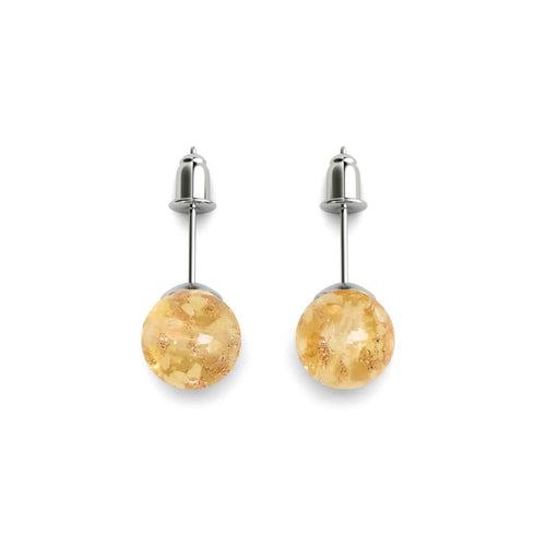 Ambre | Argent sterling .925 | Boucles d'Oreilles Tiges Verre Luciole