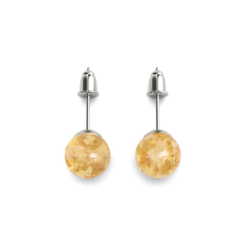 Ambre | Argent sterling .925 | Boucles d'Oreilles Tiges Verre Luciole