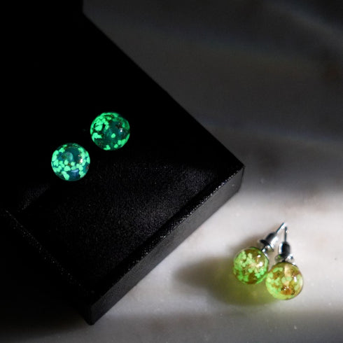 Ambre | Argent sterling .925 | Boucles d'Oreilles Tiges Verre Luciole