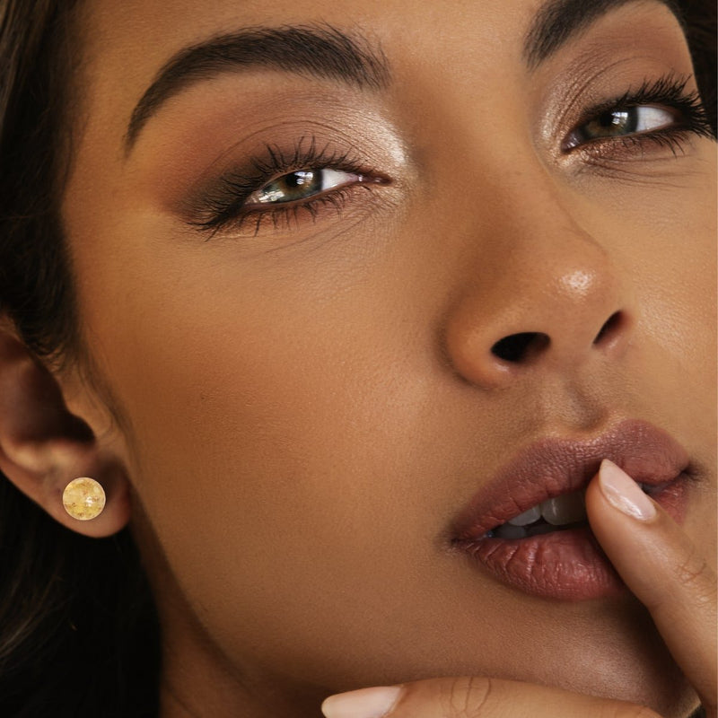 Ambre | Argent sterling .925 | Boucles d'Oreilles Tiges Verre Luciole