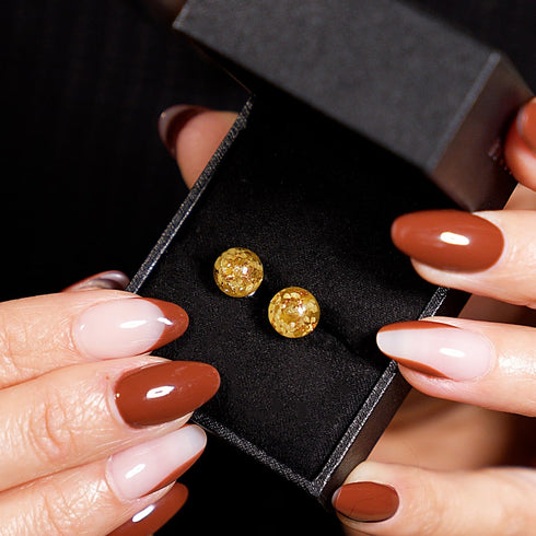 Ambre | Argent sterling .925 | Boucles d'Oreilles Tiges Verre Luciole