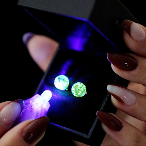 Ambre | Argent sterling .925 | Boucles d'Oreilles Tiges Verre Luciole