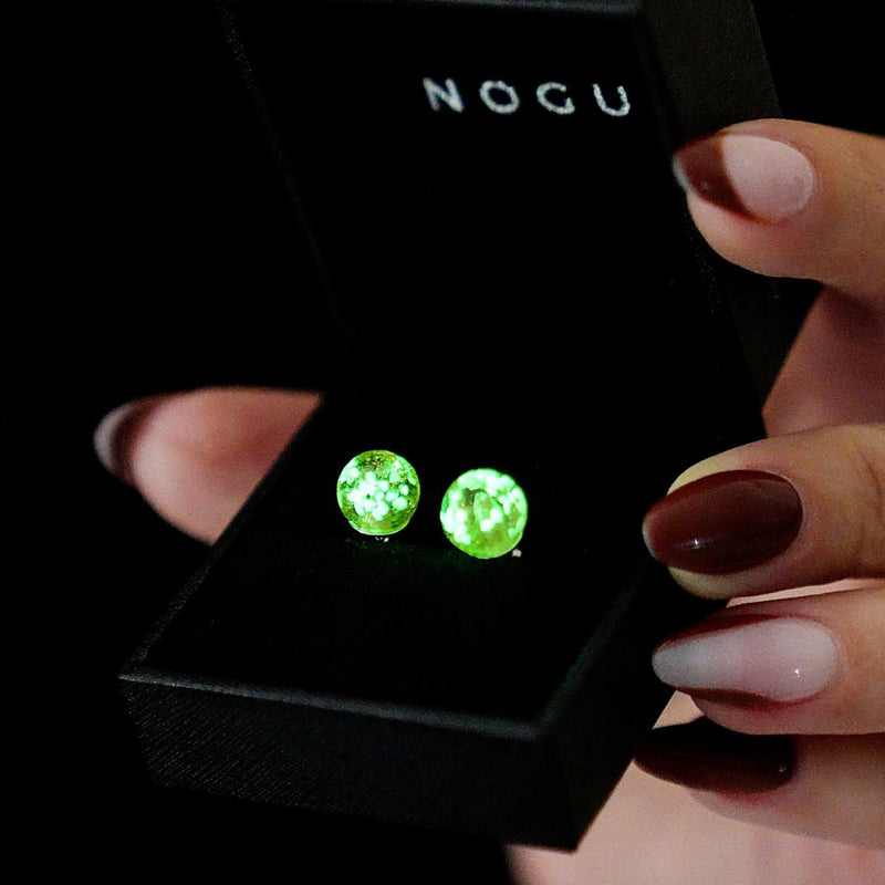 Ambre | Argent sterling .925 | Boucles d'Oreilles Tiges Verre Luciole