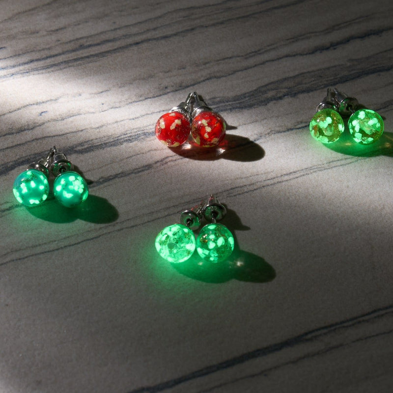 Ambre | Argent sterling .925 | Mini Boucles D'oreilles Tiges En Verre Luciole