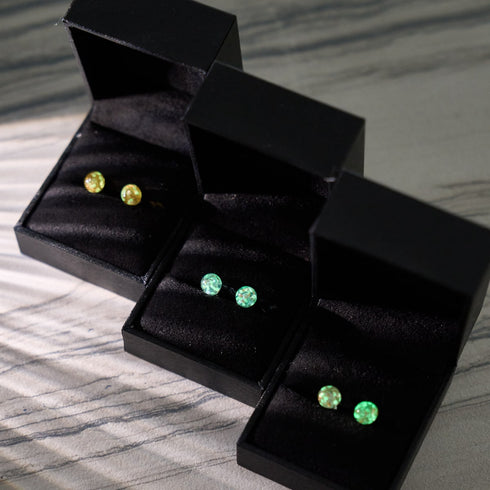 Ambre | Argent sterling .925 | Mini Boucles D'oreilles Tiges En Verre Luciole