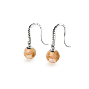 Abricot | Argent sterling .925 | Boucles d'Oreilles Huggie Verre Luciole