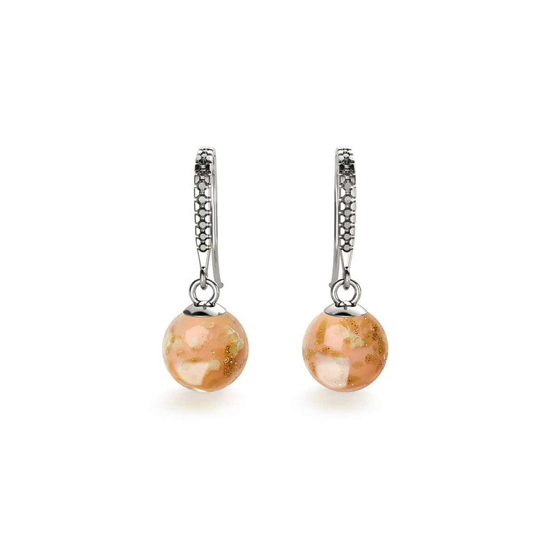 Abricot | Argent sterling .925 | Boucles d'Oreilles Huggie Verre Luciole