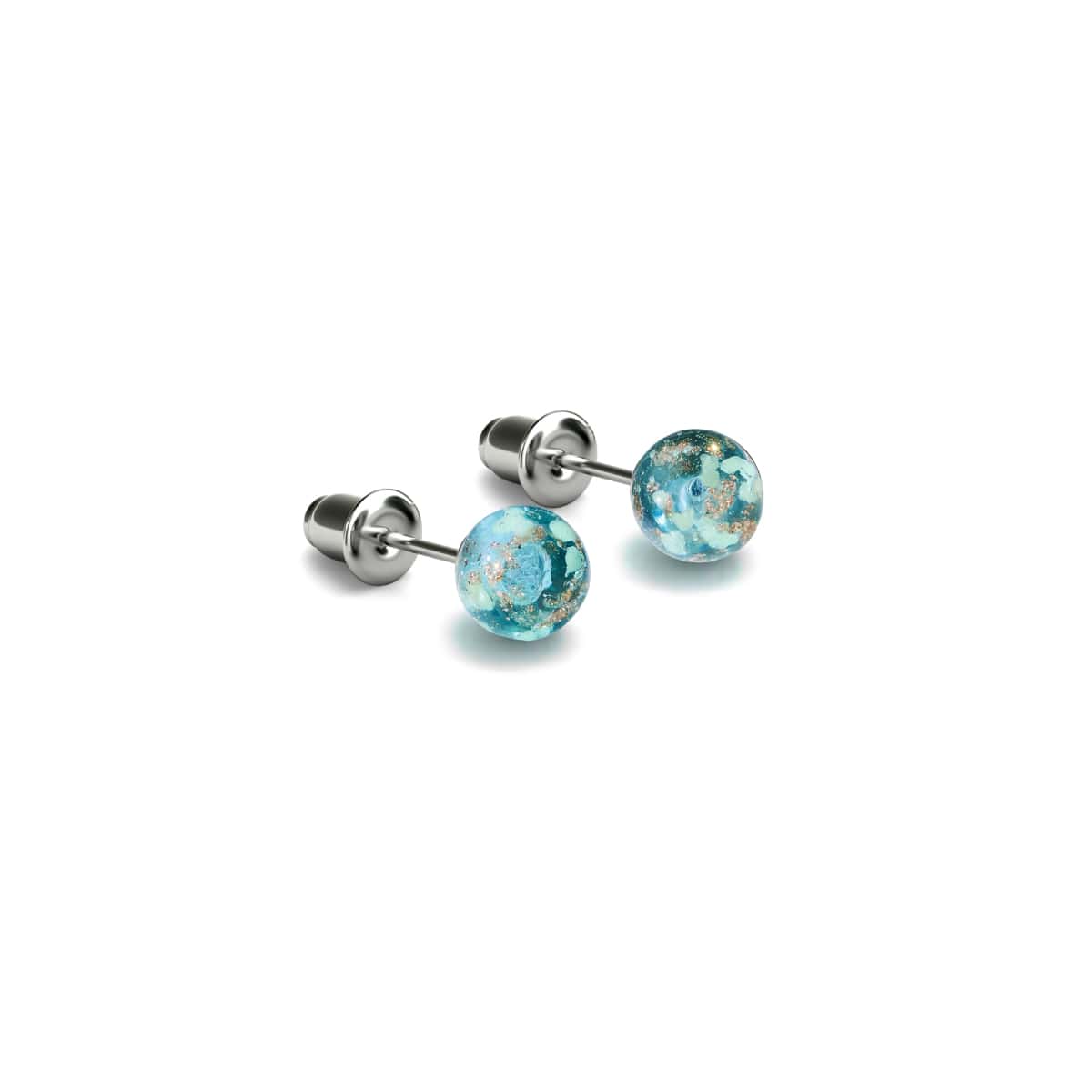 Bleu arctique | Argent sterling .925 | Mini Boucles D'oreilles Tiges En Verre Luciole