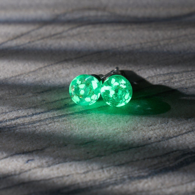 Bleu arctique | Argent sterling .925 | Mini Boucles D'oreilles Tiges En Verre Luciole