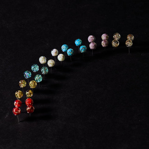 Bleu arctique | Argent sterling .925 | Mini Boucles D'oreilles Tiges En Verre Luciole