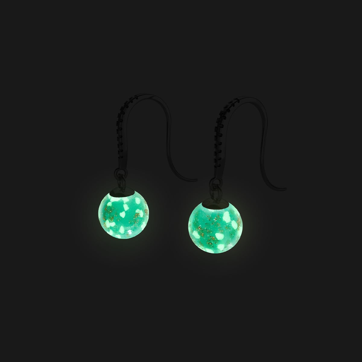 Cactus | .925 Sterling Silver | Firefly Glass Huggie Earrings