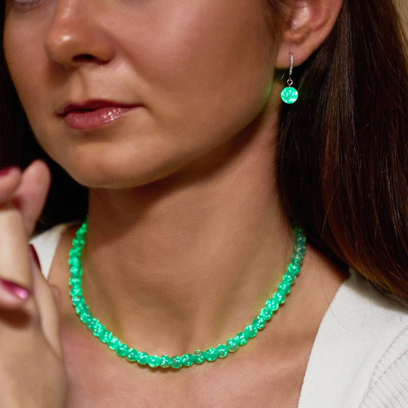 Cactus | Argent sterling .925 | Boucles d'Oreilles Huggie Verre Luciole