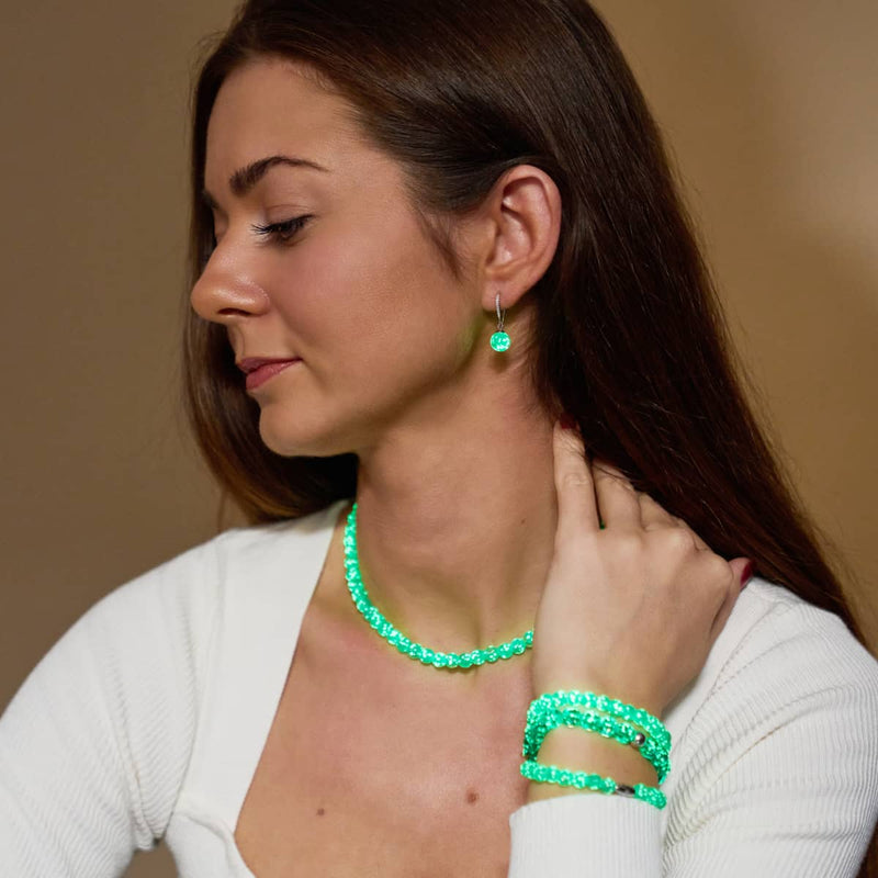 Cactus | Argent sterling .925 | Boucles d'Oreilles Huggie Verre Luciole