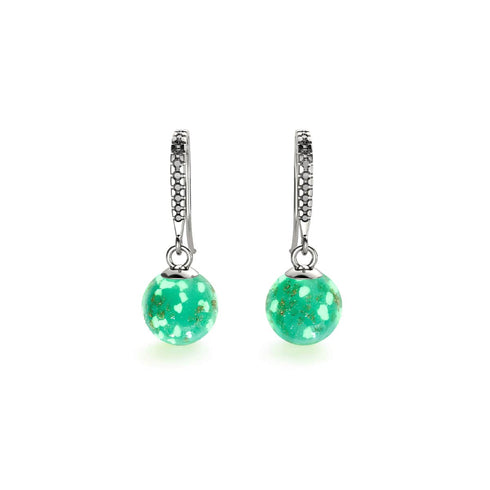 Cactus | Argent sterling .925 | Boucles d'Oreilles Huggie Verre Luciole