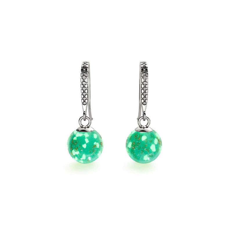 Cactus | Argent sterling .925 | Boucles d'Oreilles Huggie Verre Luciole