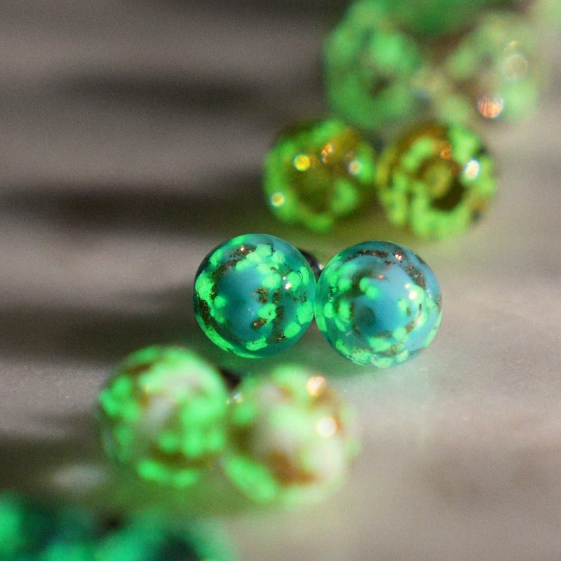 Céruléen | Argent sterling .925 | Boucles d'Oreilles Tiges Verre Luciole