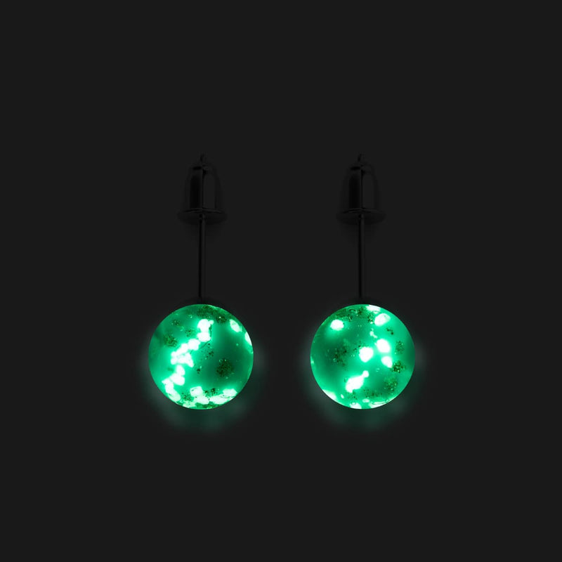 Céruléen | Argent sterling .925 | Boucles d'Oreilles Tiges Verre Luciole