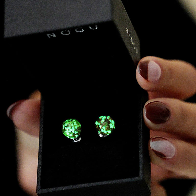 Chocolat | Argent sterling .925 | Boucles d'Oreilles Tiges Verre Luciole