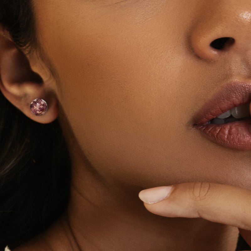 Chocolat | Argent sterling .925 | Boucles d'Oreilles Tiges Verre Luciole